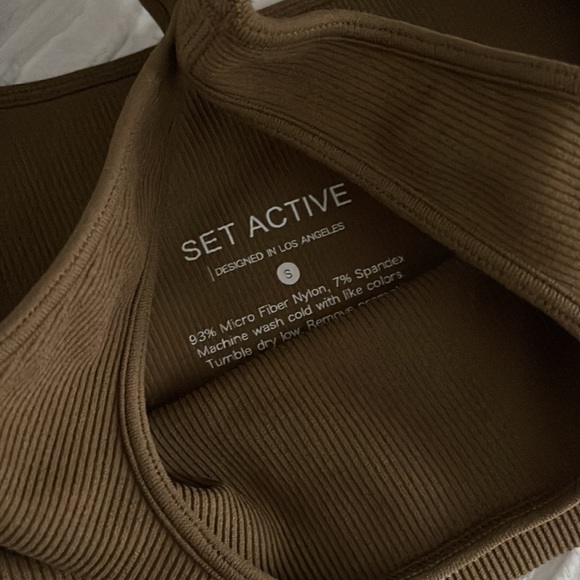 SET Active Brown Ribbed Tank Top - Picture 3 of 3